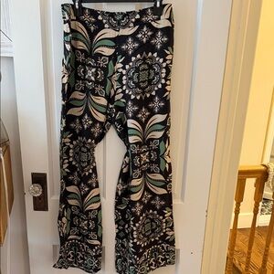 Fat Face Black and Green Floral Flare Pants